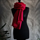 Soft Bright Red Kashmiri Pashmina Scarf - Carmine - Baga Ethnik Living Default Title Accessories:Scarves & Wraps