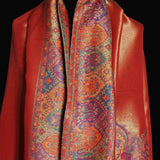 New collection Moonlight Pashmina – Orange-Red Two-Tone Mughal Shawl - Baga Ethnik Living Default Title Accessories:Scarves & Wraps