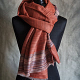 Ultra-Soft Striped Handmade Kashmiri Pashmina Scarf - Rustic Orange - Baga Ethnik Living Default Title Accessories:Scarves & Wraps