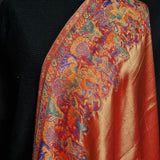 New collection Moonlight Pashmina – Orange-Red Two-Tone Mughal Shawl - Baga Ethnik Living Default Title Accessories:Scarves & Wraps