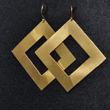 Handcrafted Square Design Brass Gold Plated Hook Earrings - Baga Ethnik Living Default Title Earrings