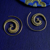 Brass Graceful Peacock Spiral Handmade Earrings - Baga Ethnik Living Default Title Earrings
