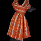Authentic Tie-Dyed Pure Kashmiri Pashmina 100% Cashmere Orange Scarf - Amber
