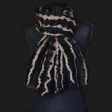 Luxury Handcrafted Tie-Dyed Kashmiri Pure Cashmere 100% Pashmina Scarf - Hollyhock Black
