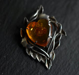 Handcrafted Baltic Amber Heart Silver Sterling 925 Pendant - Baga Ethnik Living Default Title