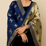 Twilight Reversible Shawl – Royal Blue & Gold Moonlight Design