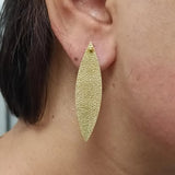 Brass Hammered Leaf Shaped Earrings - Baga Ethnik Living Default Title Earrings