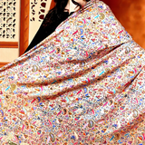 Kalamkari Kani Leaf Print Silk-Wool Pashmina Shawl – Beige Multicolour