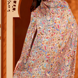 Kalamkari Kani Leaf Print Silk-Wool Pashmina Shawl – Beige Multicolour