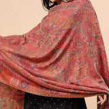 Bloom Jaal Paisley Pashmina Kani-Style Weaved Shawl – Scarlet Red