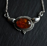 Beautiful Chain Vintage Baltic Amber Pendant Silver Necklace - Baga Ethnik Living Default Title