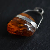 Baltic Raw Amber Pendant • Sterling Silver 925 • Vintage Balkan Artisan Necklace - Baga Ethnik Living Default Title