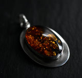 Chic Vintage Dark Baltic Amber Silver Sterling 925 Pendant - Baga Ethnik Living Default Title