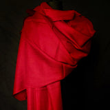 Kashmiri Diamond Weave Red Pashmina Handwoven Scarf - Scarlet Red - Baga Ethnik Living Default Title Shawl