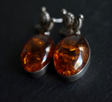 Vintage Balkan Amber Dangle Earrings • Sterling Silver 925 • 4.7 cm Ethnic Statement Jewelry - Baga Ethnik Living Default Title