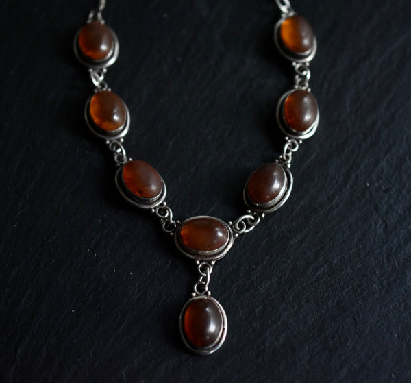 Vintage Balkan Amber Silver Sterling 925 Chain Necklace
