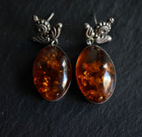 Vintage Balkan Amber Dangle Earrings • Sterling Silver 925 • 4.7 cm Ethnic Statement Jewelry - Baga Ethnik Living Default Title