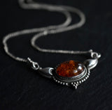 Beautiful Chain Vintage Baltic Amber Pendant Silver Necklace - Baga Ethnik Living Default Title