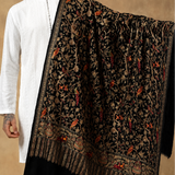 Shikaar-e-Kashmir – Men’s Black Pashmina Wool Shawl with Tilla Embroidery