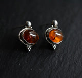 Unique Vintage Baltic Amber Silver Sterling 925 Post Back Earrings - Baga Ethnik Living Default Title