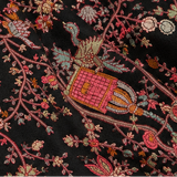 Royal Noir Floral Embroidered Stole – Black Multicolour Design