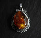 Eye-Catching Natural Vintage Baltic Amber Silver Sterling 925 Pendant - Baga Ethnik Living Default Title
