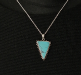 Unique Triangle Tibetan Handmade Turquoise Silver Pendant - Baga Ethnik Living Default Title Pendants