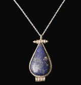 Vintage Handmade Lapis Lazuli and Sterling Silver Ghau Pendent Amulet - Baga Ethnik Living Default Title Pendants