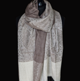 Kashmiri Soft Pashmina Scarf Handwoven Paisley Weave - White Lilly - Baga Ethnik Living Default Title Shawl