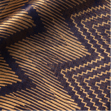 Moonlight Reversible Fine Wool Stole – Navy & Gold Geometric Design