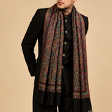 Men’s Black Kashmiri Kani Wool Shawl – Paisley Heritage Design