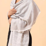 Pashmina Blended Wool Reversible Self Design Shawl – Elegant Silver