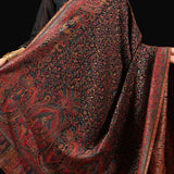 Zari Kani Pashmina Blend Wool Shawl Black - Floral Womens Shawl