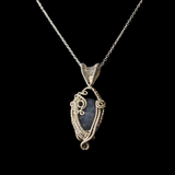 Wire Art Silver Sterling Sodalite Pendant