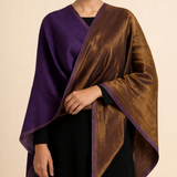 Twilight Collection Shawl – Purple & Gold Radiance, Handwoven Splendor