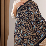 Embroidery Pashmina Wool Shawl with Blue Tilla Nature Motifs – Shikaar-e-Kashmir