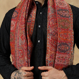 Men’s Red Pashmina Kashmiri Shawl – Paisley Kani Style