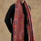 Men’s Red Pashmina Kashmiri Shawl – Paisley Kani Style
