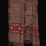 Almond Brown Yak Wool Shawl – Colourful Kullu Woven Border