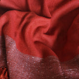 Geranium Red Yak Wool Stole – Handwoven Raw Border Tassel Wrap