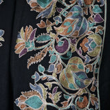 Noir Black Pashmina Fine Wool Border Nalki Floral Hand-Embroidered Stole