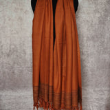 Burnt Orange Yak Wool Stole – Raw Border Tassel Wrap