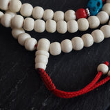 Tibetan 108 Mala Beads – White Yak Bone with Turquoise & Coral