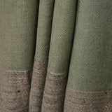 Sage Green Yak Wool Shawl – Handspun Fine Wool, Brown Raw Borders, Artisan Crafted - Baga Ethnik Living Default Title Accessories:Scarves & Wraps