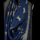 Twilight Reversible Shawl – Royal Blue & Gold Moonlight Design