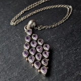Faceted Amethyst Diamond-Shaped Pendant – 925 Sterling Silver Handmade Jewellery