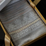 Pashmina Blended Wool Reversible Self Design Shawl – Elegant Silver