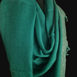 Turquoise Blue Yak Wool Stole – Woven by Hand, Edged in Raw Wool