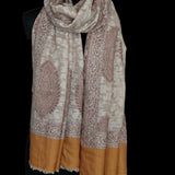 Floral Buti Pure Pashmina Kani Stole – Pale Beige