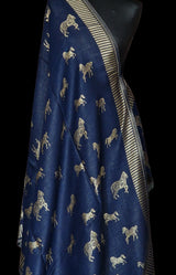 Twilight Reversible Shawl – Royal Blue & Gold Moonlight Design